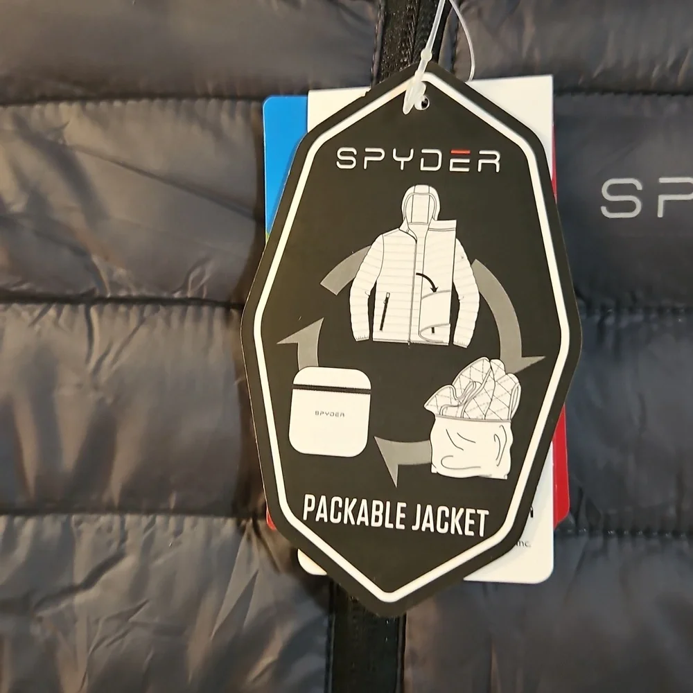SPYDER BOYS PACKABLE PUFFER COAT: POLAR (GRAY): NEW WITH TAGS: SIZE 5/6_4